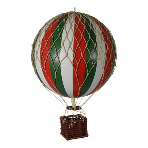 Model luchtballon | Rood-groen-witte strepen | Reislicht - Ø 18 cm