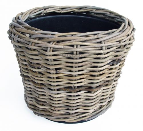 Drypot Rattan Grijs Ø 19 cm | Hoogte 19 cm, breedste punt 26 cm