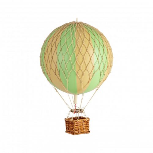 Model luchtballon | Groen-geel gestreept | Reislicht - Ø 18 cm