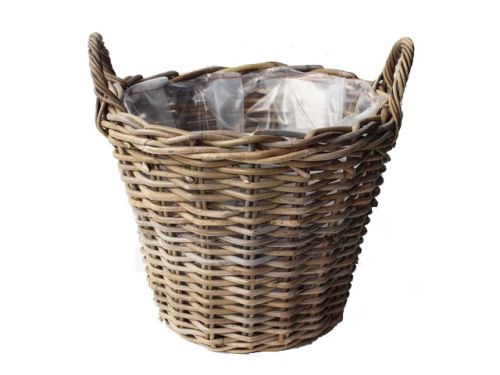 Mand Klassiek Rattan Grijs Ø 30 cm | Hoogte 23 cm