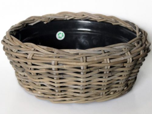 Drypot Schaal Rattan Grijs Ø 36 cm | Hoogte 18 cm, breedste punt 38 cm