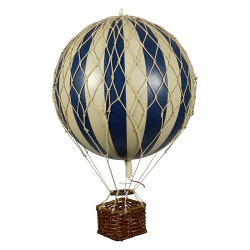 Model luchtballon | Marineblauwe en ivoorkleurige strepen | Reislicht - Ø 18 cm