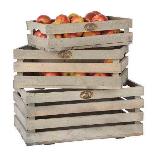 Esschert Design | fruitdoos | hout | Set van 3 | 59x39x26cm